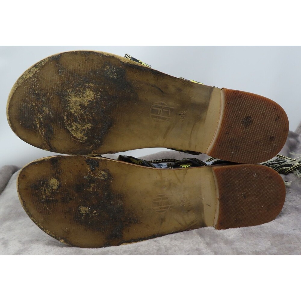 House of Harlow 1960 Leather Gladiator Sandals Lace Up Boho Raffia 39.5 US 9.5‎ - Picture 10 of 12